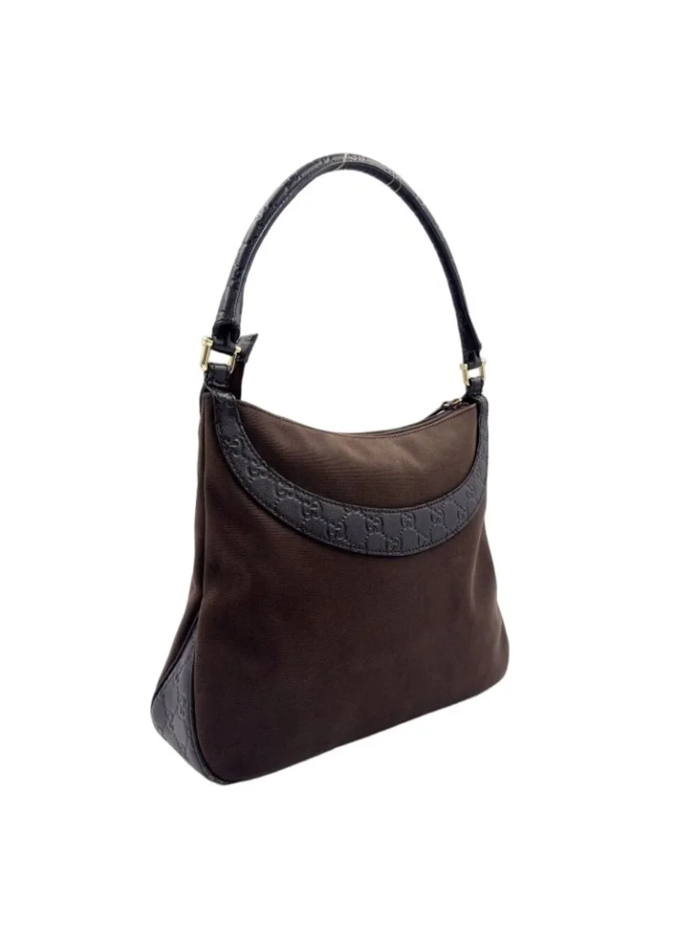 ★SOLD★ Gucci Limited Guccissima Leather Canvas Dark Brown Shoulder Bag Silver - Picture 2 of 15